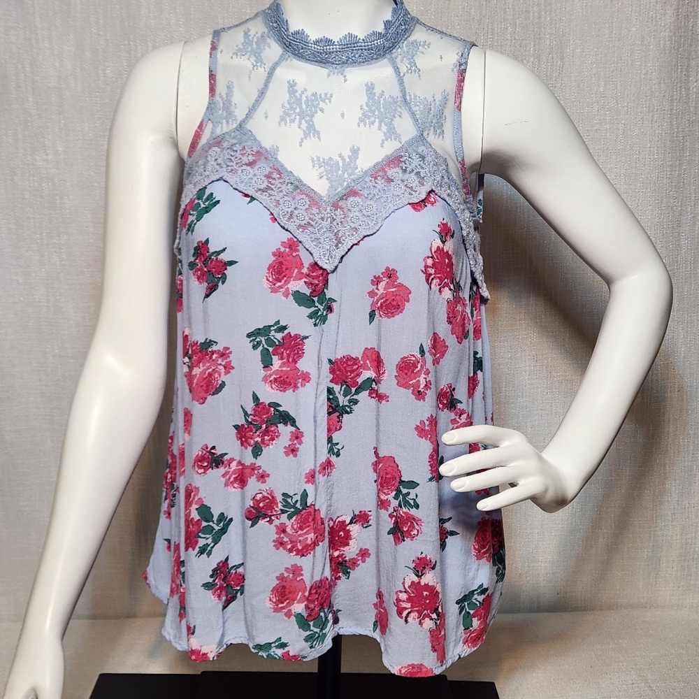 No Bo No Boundaries Camisole Tank Top Floral Lace Cottage Lightweight Large